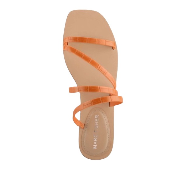 Marc Fisher Orange Croc-Embossed Bonina Sandal - Picture 4 of 5